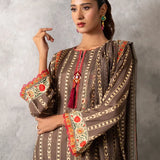3pc Unstitched - Printed Lawn Silk Suit (ASI033)