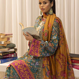 3pc Unstitched - Printed Lawn Silk Suit