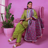 3pc Unstitched - Printed Lawn Suit