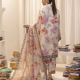 3pc Unstitched - Printed Lawn Silk Suit