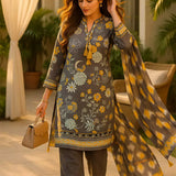 3PC Unstitched Printed Lawn Silk Suit (SUNS7ASI172)