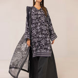 MONOCHROME DIGITAL PRINTED LAWN SILK SUIT