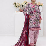 3pc Unstitched - Printed Lawn Silk Suit