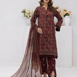 3pc Unstitched - Printed Lawn Silk Suit