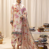 3pc Unstitched - Printed Lawn Silk Suit