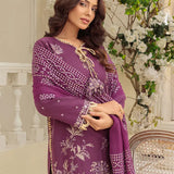 3PC Unstitched Cambric Embroidered Mukesh Dupatta SUIT (UNS7MK011)