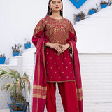 3Pc Stitched Cotton Net Embroidered Suit