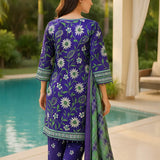 3PC Unstitched Printed Lawn Silk Suit (SUNS7ASI171)