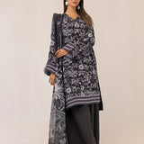 MONOCHROME DIGITAL PRINTED LAWN SILK SUIT