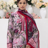 3pc Unstitched - Printed Lawn Silk Suit