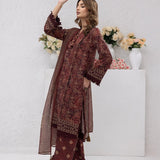 3pc Unstitched - Printed Lawn Silk Suit