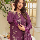 3PC Unstitched Cambric Embroidered Mukesh Dupatta SUIT (UNS7MK011)