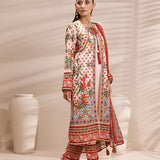 3PC Unstitched Printed Lawn Silk Suit (ASI167)