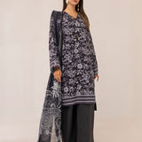 MONOCHROME DIGITAL PRINTED LAWN SILK SUIT