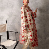 3pc Unstitched - Printed Lawn Silk Suit