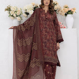 3pc Unstitched - Printed Lawn Silk Suit