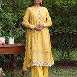 3PC STITCHED CHIKANKARI CAMBRIC EMBROIDERED SUIT (CK019)