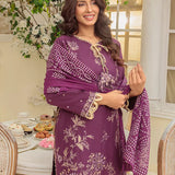 3PC Unstitched Cambric Embroidered Mukesh Dupatta SUIT (UNS7MK011)