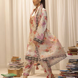 3pc Unstitched - Printed Lawn Silk Suit