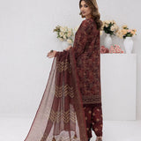 3pc Unstitched - Printed Lawn Silk Suit