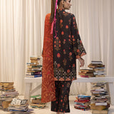 3pc Unstitched - Printed Lawn Silk Suit