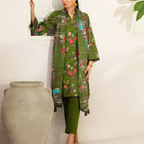 3PC Unstitched  Doria Cambric Printed Suit (P286)