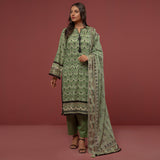 3pc Unstitched - Printed Cambric Suit