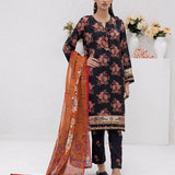 3pc Unstitched - Printed Lawn Silk Suit