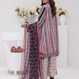 3pc Unstitched - Printed Lawn Silk Suit