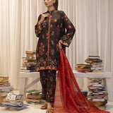 3pc Unstitched - Printed Lawn Silk Suit