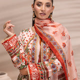 3PC Unstitched Printed Lawn Silk Suit (ASI167)