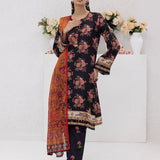 3pc Unstitched - Printed Lawn Silk Suit