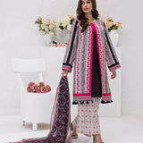 3pc Unstitched - Printed Lawn Silk Suit