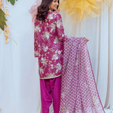 3PC Unstitched Printed Lawn Silk Suit (SI009)