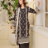 3PC Unstitched Cambric Embroidered Mukesh Dupatta SUIT (UNS7MK008)