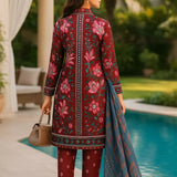 3PC Unstitched Printed Lawn Silk Suit (SUNS7ASI170)