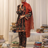 3pc Unstitched - Printed Lawn Silk Suit