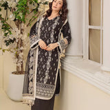 3PC Unstitched Cambric Embroidered Mukesh Dupatta SUIT (UNS7MK008)