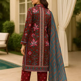 3PC Unstitched Printed Lawn Silk Suit (SUNS7ASI170)