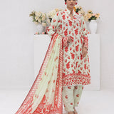 3pc Unstitched - Printed Lawn Silk Suit