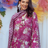 3PC Unstitched Printed Lawn Silk Suit (SI009)
