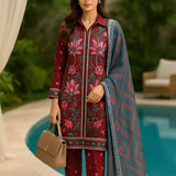 3PC Unstitched Printed Lawn Silk Suit (SUNS7ASI170)