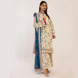 3pc Unstitched - Printed Lawn Suit