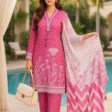 3PC Unstitched Printed Lawn Silk Suit (SUNS7ASI169)