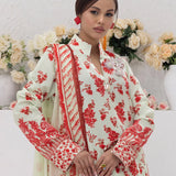 3pc Unstitched - Printed Lawn Silk Suit