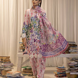 3pc Unstitched - Printed Lawn Silk Suit