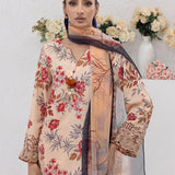 3pc Unstitched - Printed Lawn Silk Suit