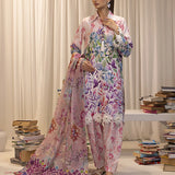 3pc Unstitched - Printed Lawn Silk Suit