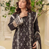 3PC Unstitched Cambric Embroidered Mukesh Dupatta SUIT (UNS7MK008)