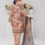 3pc Unstitched - Printed Lawn Silk Suit